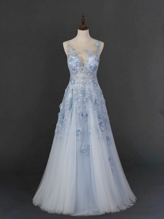 2024 Trendy Powder Blue Floral Wedding Dress 10234