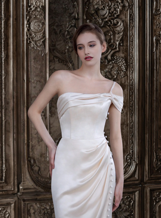 Single Strap Asymmetrical Wedding Dress 13201